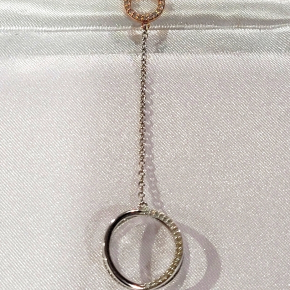 10kt rose gold, natural diamonds and sterling silver necklace - Picture 2 of 3